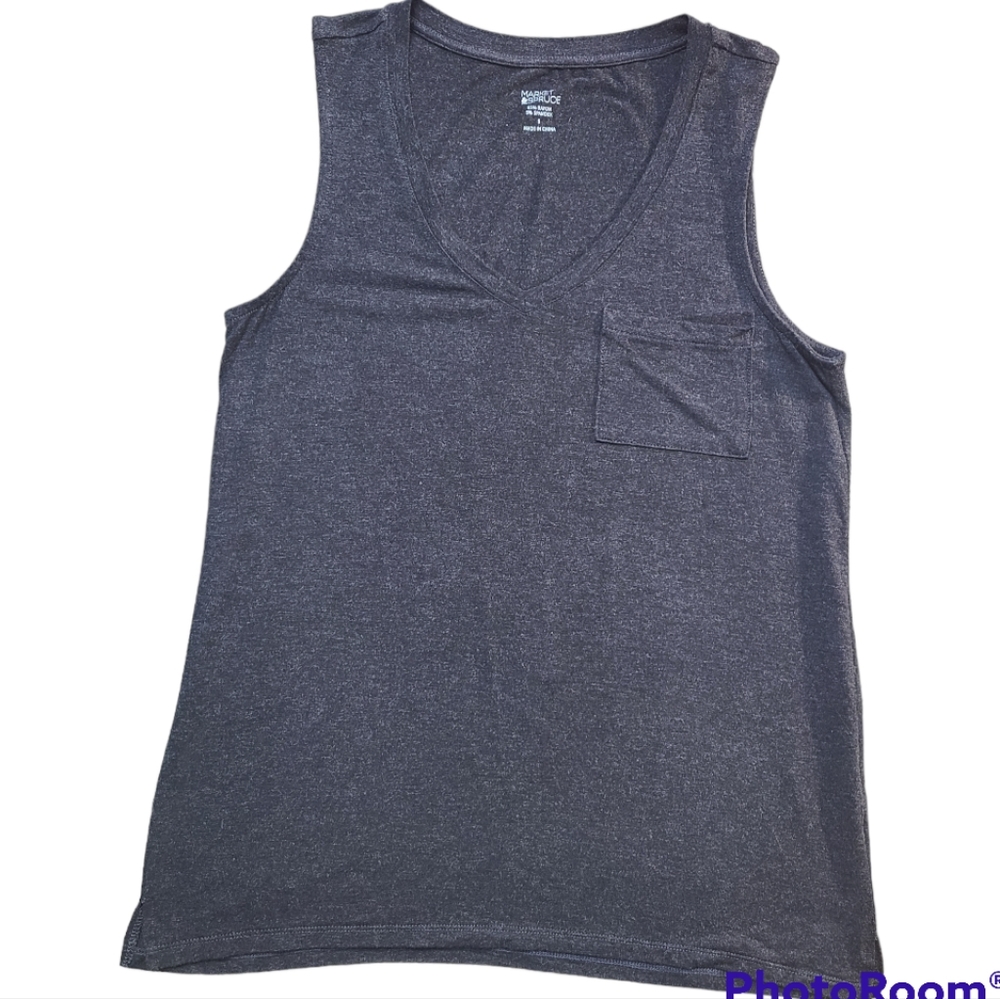 Market & Spruce Women's Washed Black Rayon Casual Sleeveless Top size S